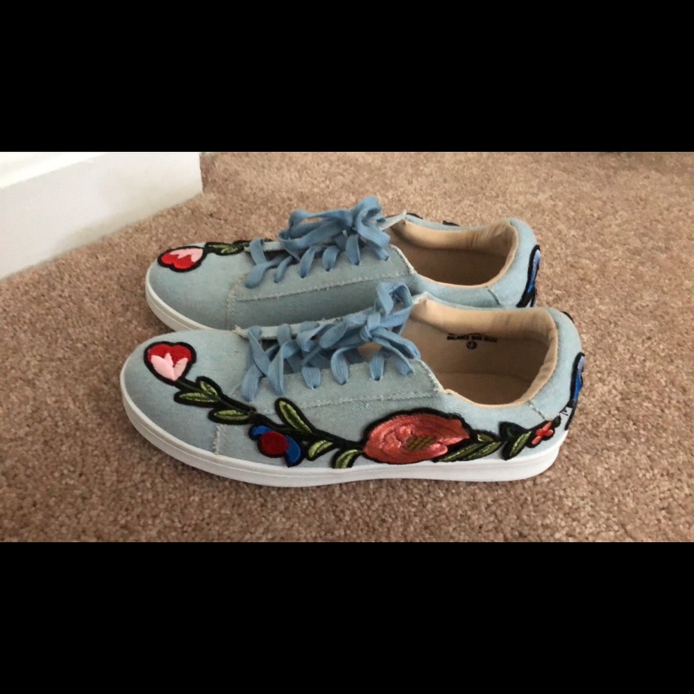 Embroidered Denim Sneakers